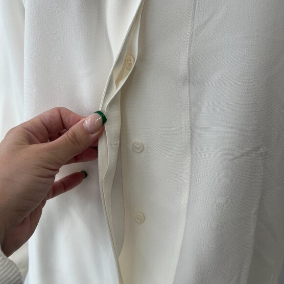 $1400 Akris Ivory Silk Sheer Button Down Stand Up Collar Blouse Top size 6/FR 38 - Picture 4 of 9
